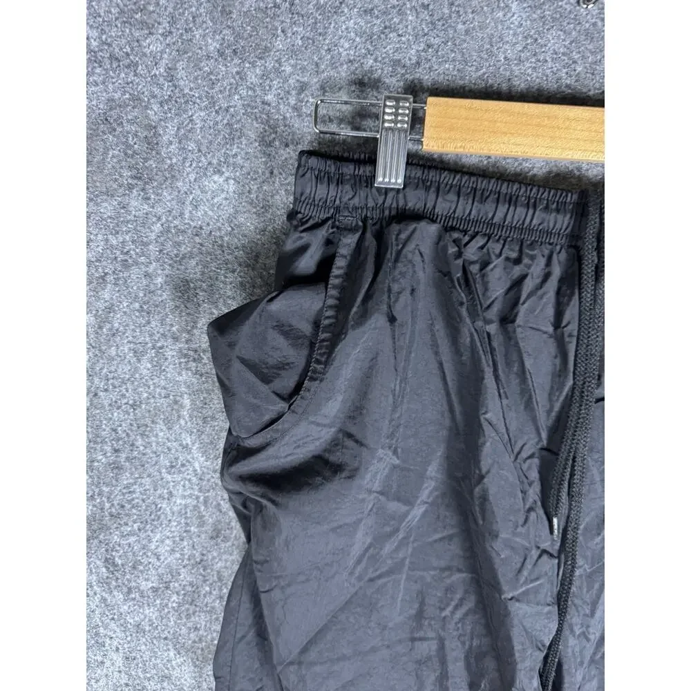 Vintage Adidas Track Pants Mens Medium Black Windbreaker Wind Pants 90s Y2K
